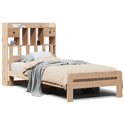 Letto Libreria senza Materasso 90x200 cm Legno Massello Pino