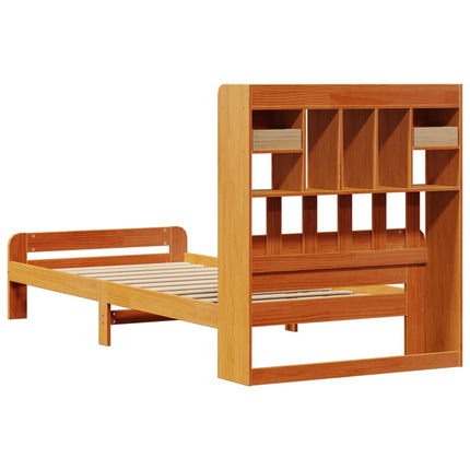 Letto Libreria senza Materasso Marrone Cera 90x190 cm in Pino