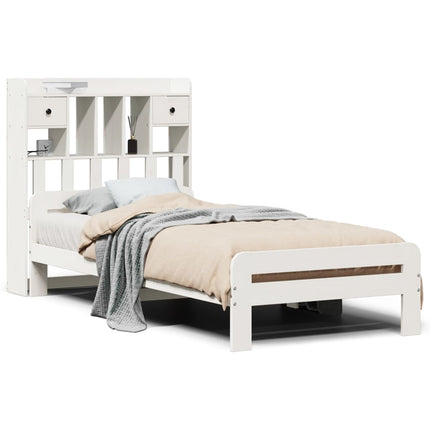 Letto con Libreria senza Materasso 75x190 cm in Legno Pino