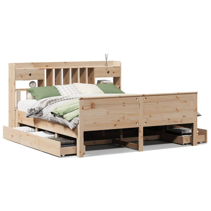 Letto Libreria senza Materasso 200x200 cm in Legno di Pino