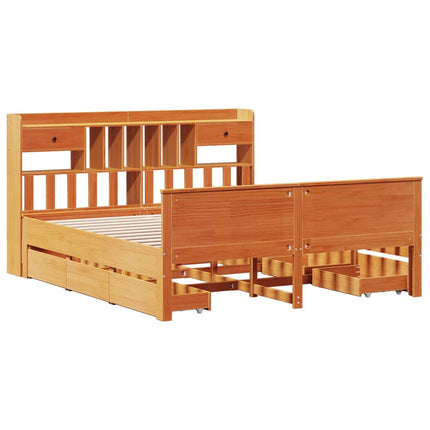 Letto Libreria senza Materasso Marrone Cera 180x200 cm in Pino