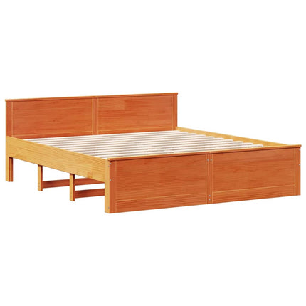 Letto Libreria senza Materasso Marrone Cera 180x200 cm in Pino