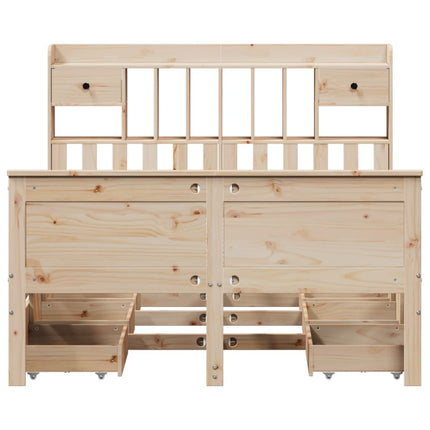 Letto Libreria senza Materasso 140x200 cm in Legno di Pino
