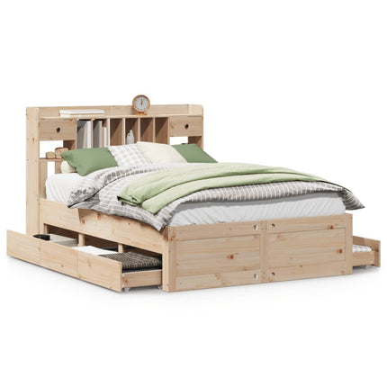 Letto Libreria senza Materasso 140x200 cm in Legno di Pino