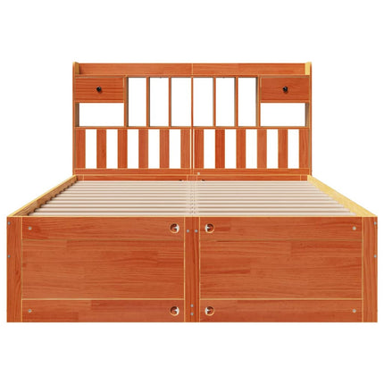 Letto Libreria senza Materasso Marrone Cera 140x200 cm in Pino
