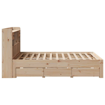 Letto Libreria senza Materasso 140x190 cm in Legno di Pino