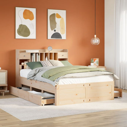 Letto Libreria senza Materasso 140x190 cm in Legno di Pino