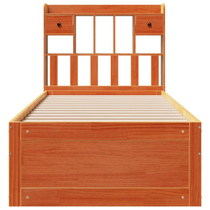 Letto Libreria senza Materasso Marrone Cera 90x190 cm in Pino
