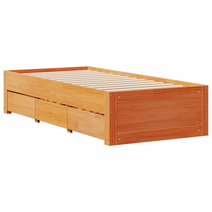 Letto Libreria senza Materasso Marrone Cera 90x190 cm in Pino