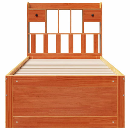 Letto Libreria senza Materasso Marrone Cera 75x190 cm in Pino