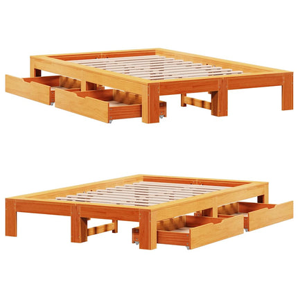 Giroletto senza Materasso Marrone Cera 120x200 cm Legno di Pino