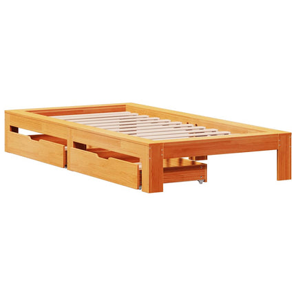 Giroletto senza Materasso Marrone Cera 100x200 cm Legno di Pino