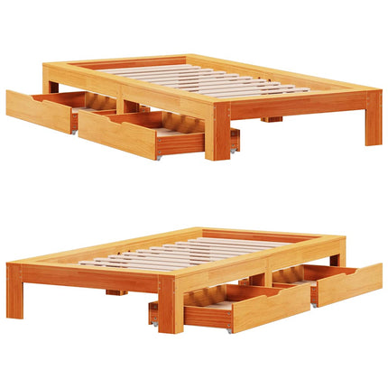 Letto senza Materasso Marrone Cera 90x190 cm in Legno di Pino
