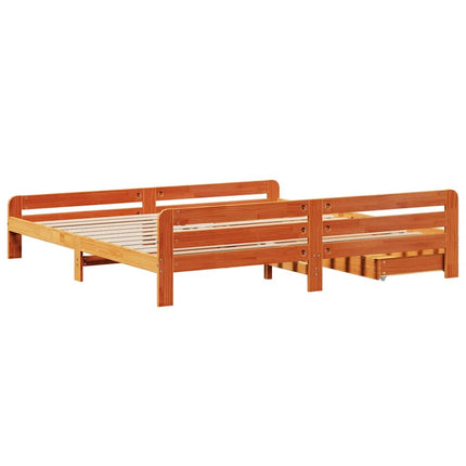 Letto senza Materasso Marrone Cera 180x200 cm in Legno di Pino