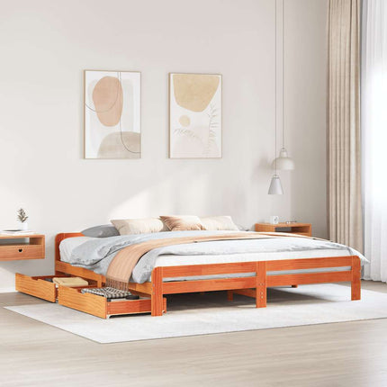 Letto senza Materasso Marrone Cera 180x200 cm in Legno di Pino