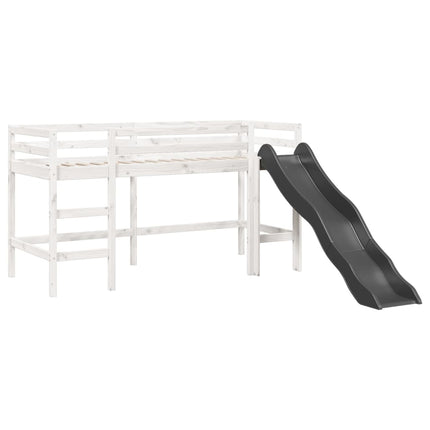 Letto a Soppalco con Tende Bambini Rosa 80x200 cm Massello Pino