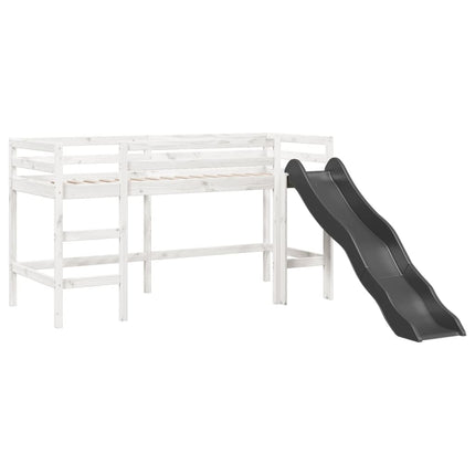 Letto a Soppalco con Tende Bambini Rosa 90x200 cm Massello Pino