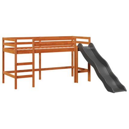 Letto a Soppalco con Tunnel Bambini Rosa 90x190cm Massello Pino