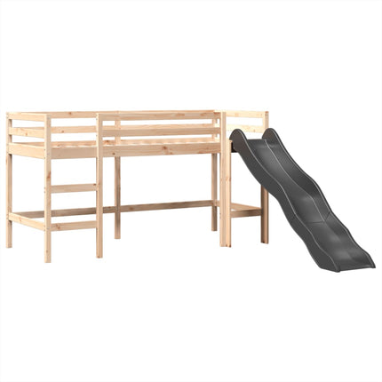 Letto a Soppalco con Torre Bambini Blu 90x190cm Massello Pino