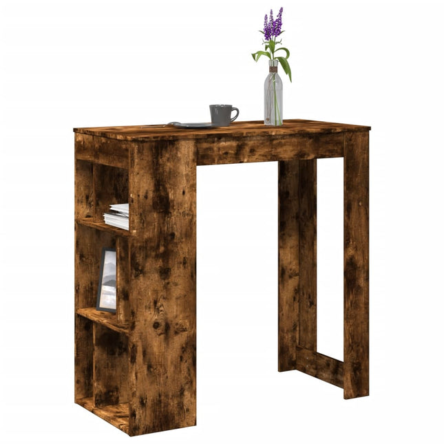 Tavolo Bar con Rastrelliera Rovere 102x50x103,5 cm Multistrato