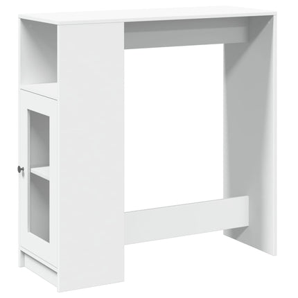 Tavolo Bar con Rastrelliera Bianco 101x40x103,5 cm Multistrato