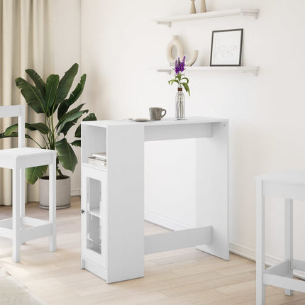 Tavolo Bar con Rastrelliera Bianco 101x40x103,5 cm Multistrato