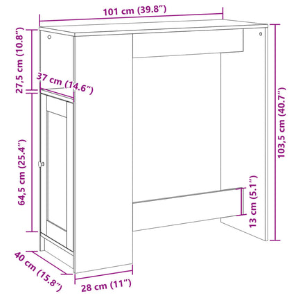 Tavolo Bar con Rastrelliera Bianco 101x40x103,5 cm Multistrato