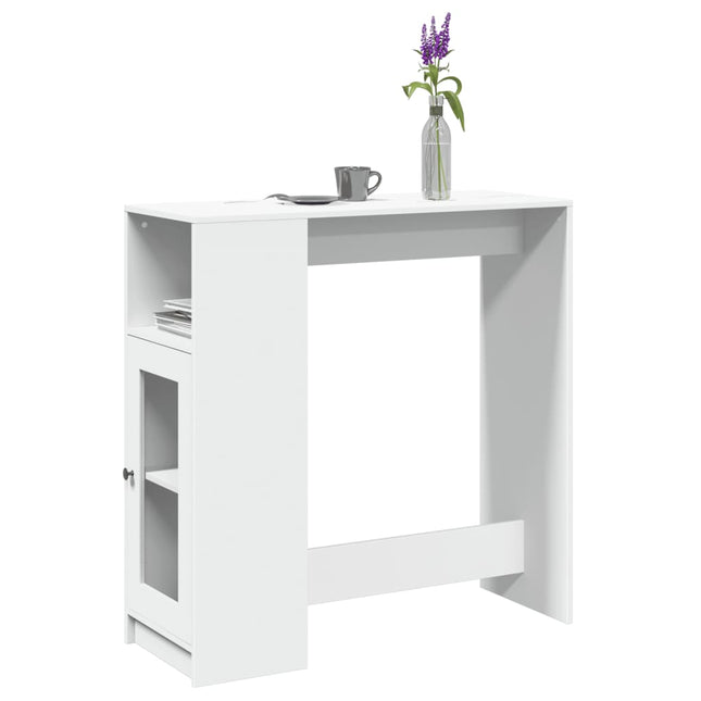 Tavolo Bar con Rastrelliera Bianco 101x40x103,5 cm Multistrato