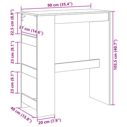 Tavolo Bar con Rastrelliera Rovere 90x40x103,5 cm Multistrato