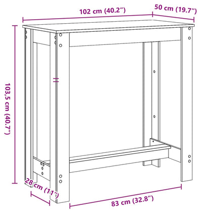 Tavolo da Bar Legno Antico 102x50x103,5 cm in Legno Multistrato