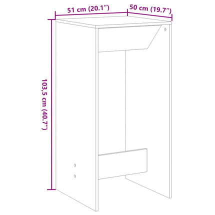 Tavolo da Bar Grigio Cemento 51x50x103,5cm in Legno Multistrato