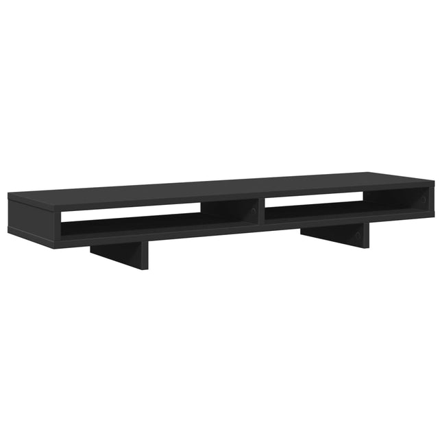 Supporto per Monitor Nero 100x27x15cm in Legno Massello di Pino