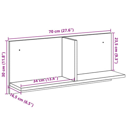 Mobile a Parete 70x16,5x30 cm Legno Antico in Legno Multistrato