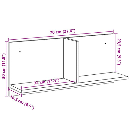 Mobile a Parete 70x16,5x30 cm Artigianale in Legno Multistrato