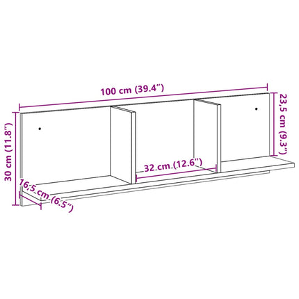 Mobile a Parete 100x16,5x30 cm Grigio Sonoma in Truciolato