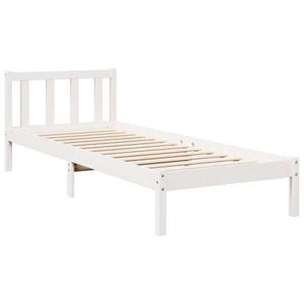 Letto Extra Lungo senza Materasso Bianco 90x210 cm in Pino