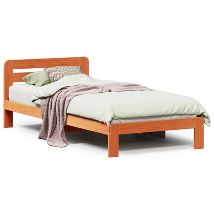 Letto senza Materasso Marrone Cera 100x200 cm in Legno di Pino