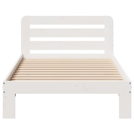 Letto senza Materasso Bianco 75x190 in Legno Massello di Pino