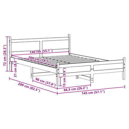 Giroletto senza Materasso Marrone Cera 140x200cm Massello Pino