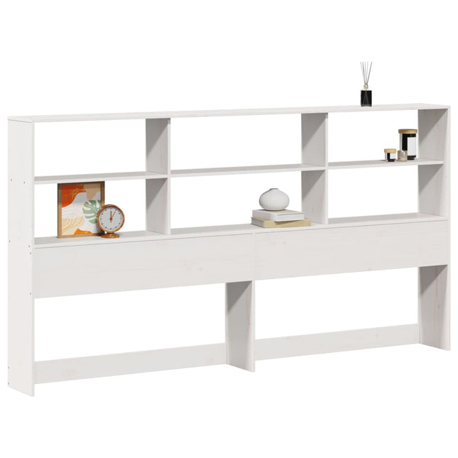Testiera con Ripiani Bianca 180 cm in Legno Massello di Pino
