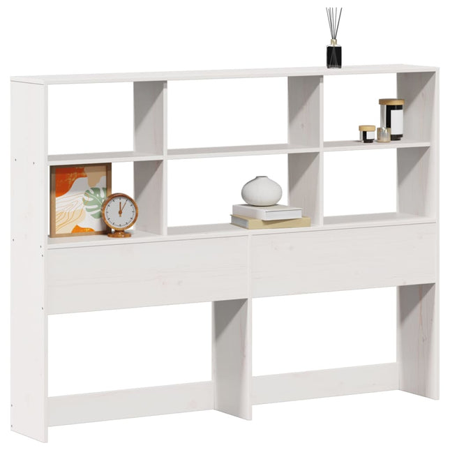 Testiera con Ripiani Bianca 160 cm in Legno Massello di Pino