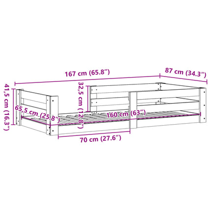Giroletto senza materasso bianco 80x160 cm legno di pino