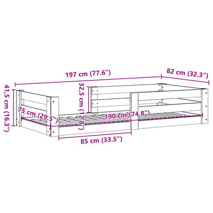 Letto senza Materasso 75x190 cm in Legno Massello Pino