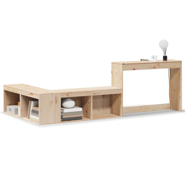 Comodino con Scrivania 222x122x75 cm in Legno Massello di Pino