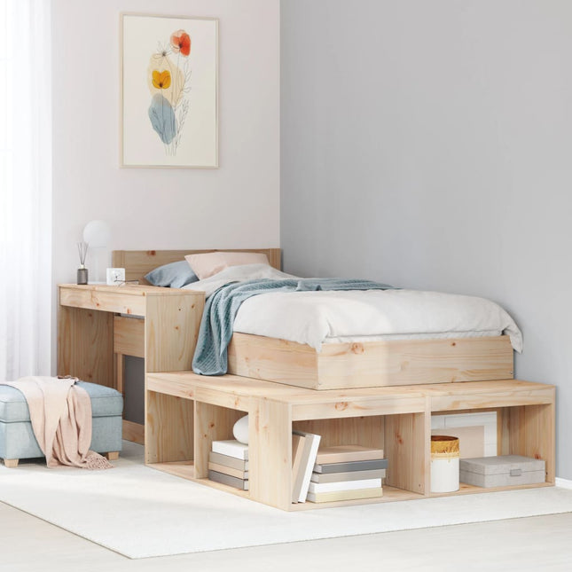 Comodino con Scrivania 222x122x75 cm in Legno Massello di Pino