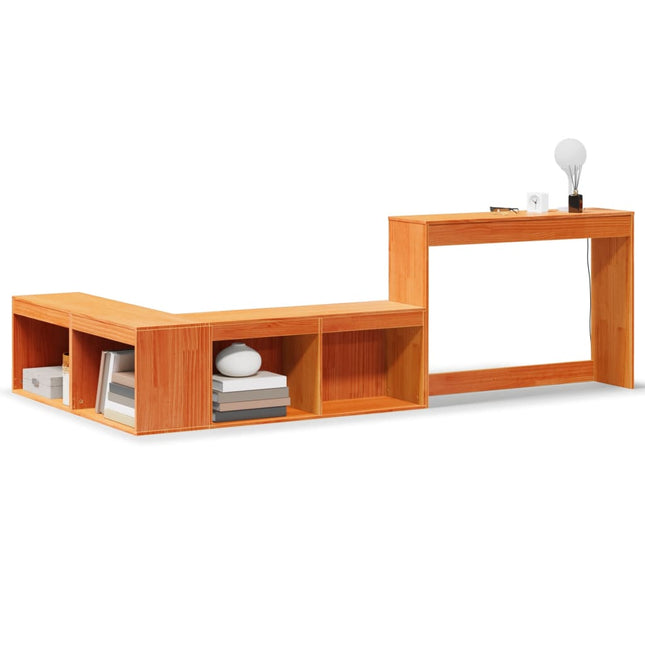 Comodino con Scrivania Marrone Cera 222x107x75 cm Legno di Pino