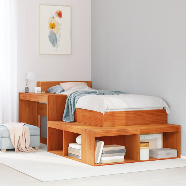 Comodino con Scrivania Marrone Cera 232x112x75 cm Legno di Pino