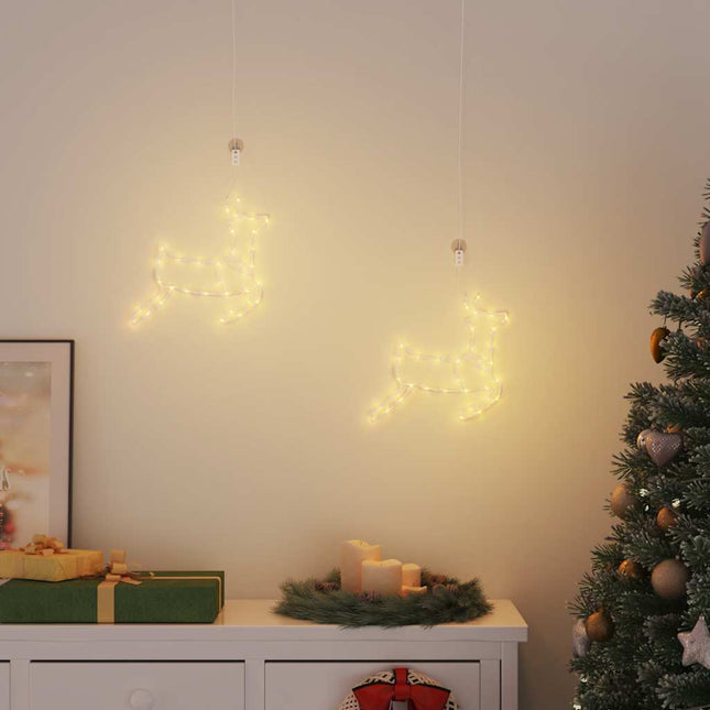 Luci di Natale Silhouette di Renna 2 pz 35 LED Bianco Caldo