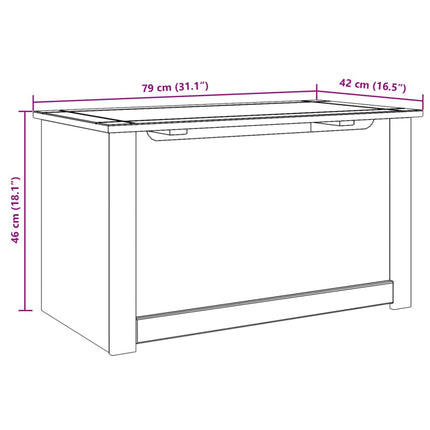 Cesta con Coperchio Panama 79x42x46 cm Legno Massello di Pino