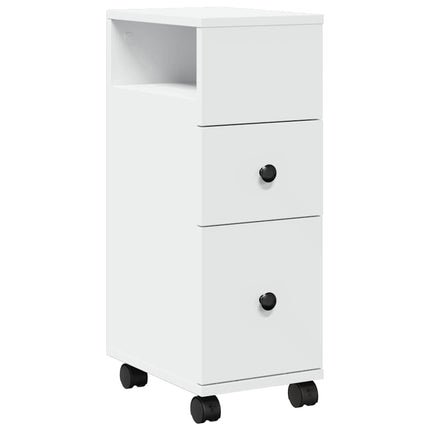 Mobile da Bagno Stretto con Ruote Bianco in Truciolato